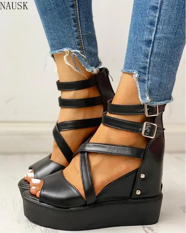 

New Sommer Platform Sandals 2020 Fashion Women Strap Sandal Wedges Shoes Casual Woman Peep Toe Espadrille Sandalia Feminina