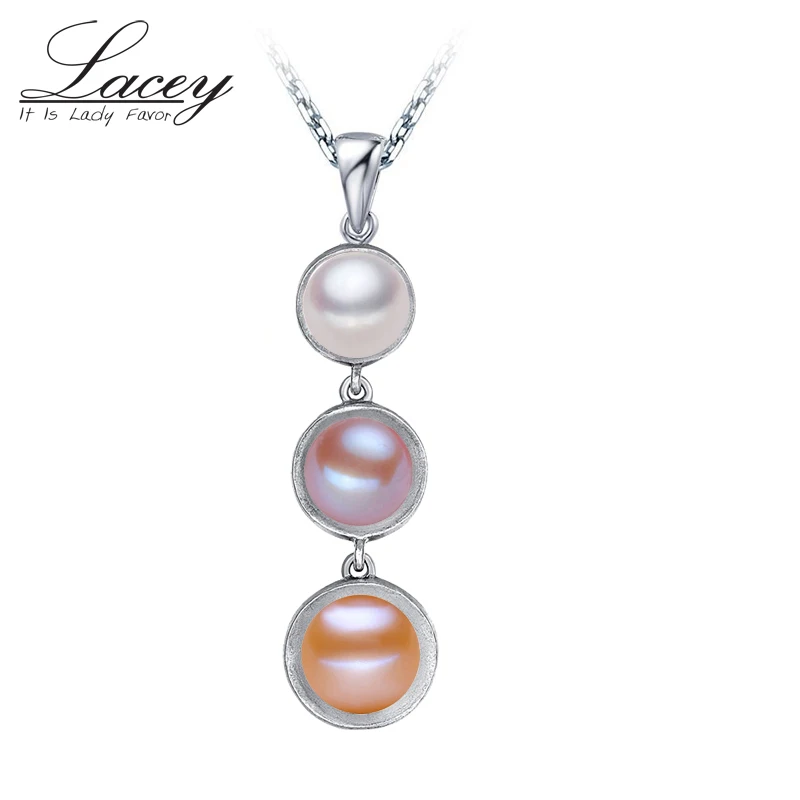 

Cheap Freshwater Pearl Necklace Pendant,925 Sterling Silver Chain Necklace Multi Color Pearl Pendant For Women New Year Gift