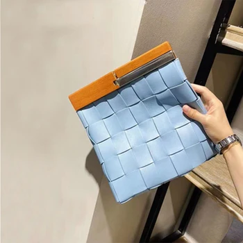 

Luxury Clutch Bag Female Large Capacity Simple Soft Leather Cowhide Woven Bags lady handbags clutch purse