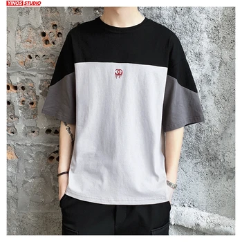 

Dropshipping Men High Quality Patchwork Tshirts Tops Mens Summer Fashion Causal Tees Tshirt Male Harajuku Collage T-shirts 2020