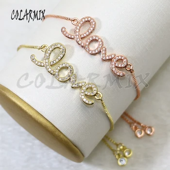 

8 Pcs Gold color metal bracelet Zircon love charms Bracelet elegant jewelry Bracelet gift for lady 5700