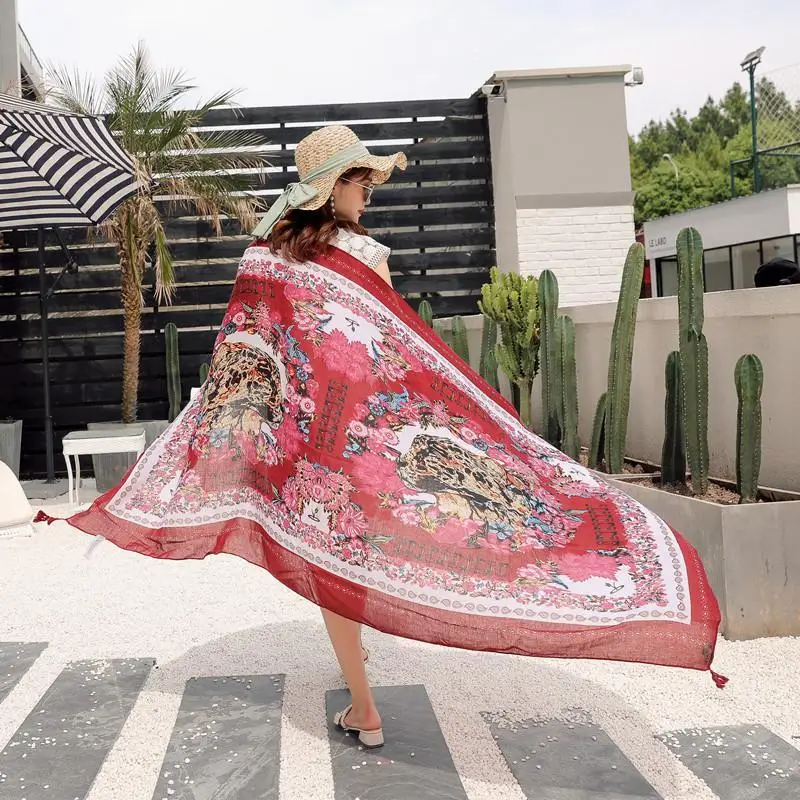 Thicken 90x180cm Bikini Bathing Swimwear Cover Up Sarong Wrap Scarf Twill cotton Pareo Beach Cover-Ups Women Large Beach Dress