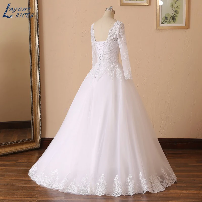 YQS007 Robe De Mariee Новое поступление очаровательное свадебное платье трапециевидной формы с бисером и круглым вырезом кружевное свадебное платье на заказ