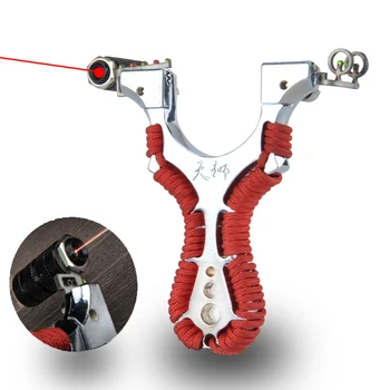 

Alloy Slingshot Hunting Catapult with Laser Sight Outdoor High Precision Shooting Use Rubber Band Competitive Sling Shot