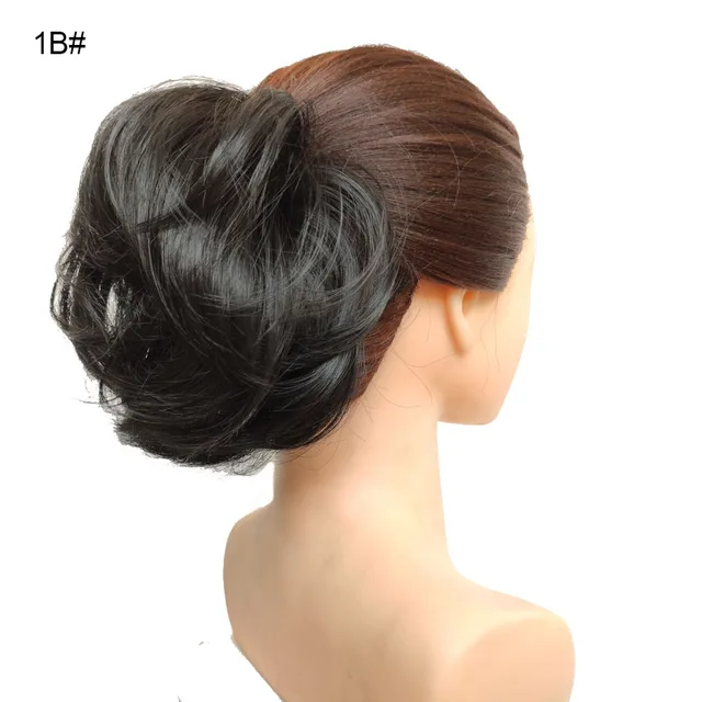 Jeedou Messy Chignon Donut Hair Bun Pad Elastic Hair Rope Rubber Band Synthetic Hairpiece Gary Brown Color S-1B