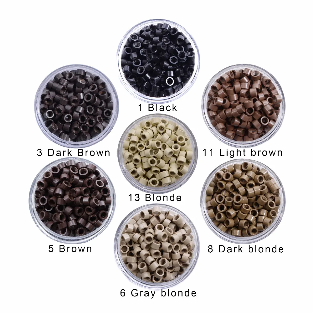 1000pcs 4.0X2.7X2.7mm Hair Extension Tools Micro Rings Beads Links With Screws 7 Colors Optional