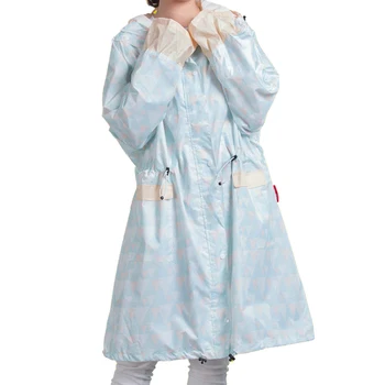 

New Fashion Ladies Hooded Raincoat Double Fight Blue Pu Glue Impermiable Raincoat Keep Warm Breathable Poncho Women Travel Cloak