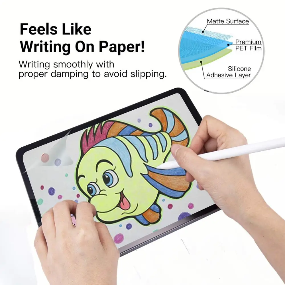 

Paperlike Screen Protector for iPad 10.2 Work with Apple Pencil & Face ID Anti Glare / Fingerprint Paper Texture Matte Film