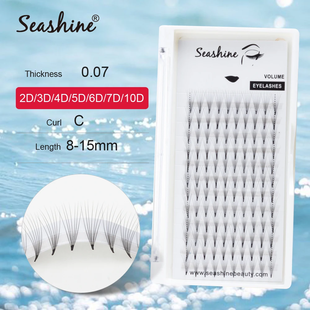 Seashine Individual Mink False Eyelashes 2D-10D Russian Premade Volume Fans Natural Eye Lashes Makeup Eyelashes Extension big eye s secret 3d4d5d6d short stem mixed length premade russian volume fans false eyelashes faux mink hair lashes extension