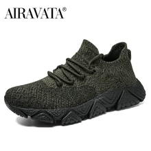 

Airavata Non-Slip Men's Lace Up Casual Sneakers Male Sock Flying Woven Walking Sports Shoes Lightweight and Breathable Big Size
