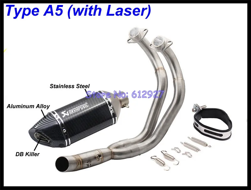 Выхлопная система мотоцикла для Yamaha MT07 mt-07 FZ07 FZ-07 Tracer(-) XSR700(-) Akrapovic глушитель - Цвет: A5 (with Laser)