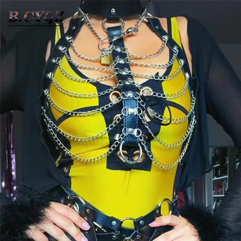 

B.CYQZ Harajuku Bondage Body Leather Harness Women Lingerie Goth Crop Tops Cage Bra Sexy Lingerie Belt Harness Bra Rave Wear