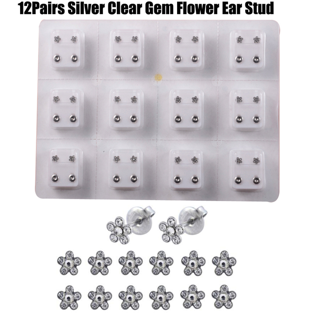 Sterilized Dozen Pack Gold & Silver Color Ear Cartilage Tragus Piercing Stud Earring Mixed Colors Shape Star Heart Pearl
