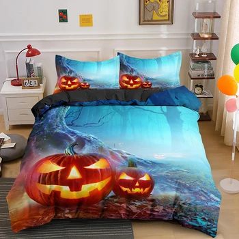 

2/3 Pieces Halloween Style Bedding Sets Microfiber Duvet Cover Set Home Textile Bedroom Pumpkin Comfoter Covers With Pillowcase