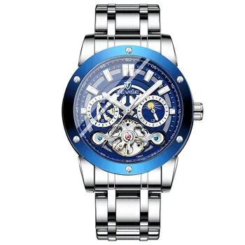 

High Quality Stainless steel strap Blue Mens Watches Business Men Waterproof Automatic Mechanical Watch Relogio Masculino T866A