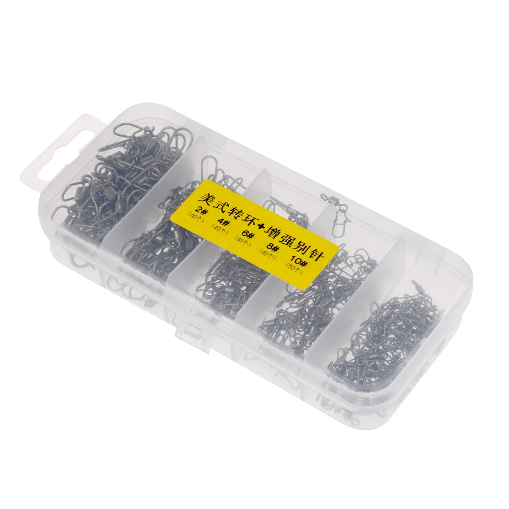 210Pcs Ball Bearing Rolling Swivel Fishing Connector Snap Pin Fishhook Lures