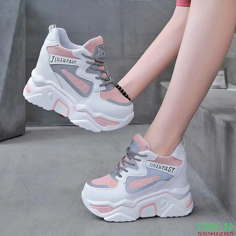 Nieuwe Ins Hotsale Hoge Hak Sneakers Vrouwen Chunky Sneakers Wig Schoenen  Meisjes Roze Wit Platform Sneakers Dames Verhooging Schoenen|Sneakers voor  vrouwen| - AliExpress
