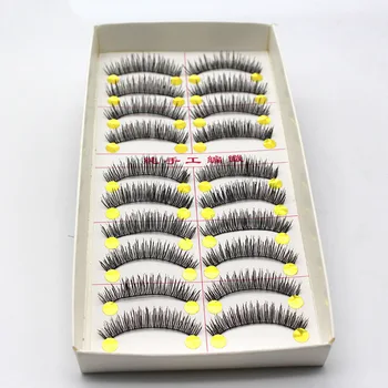 

False Eyelashes 10-Pairs Hand-Made Natural Thick Cross False Eyelashes Makeup Long-015 Extension Tools