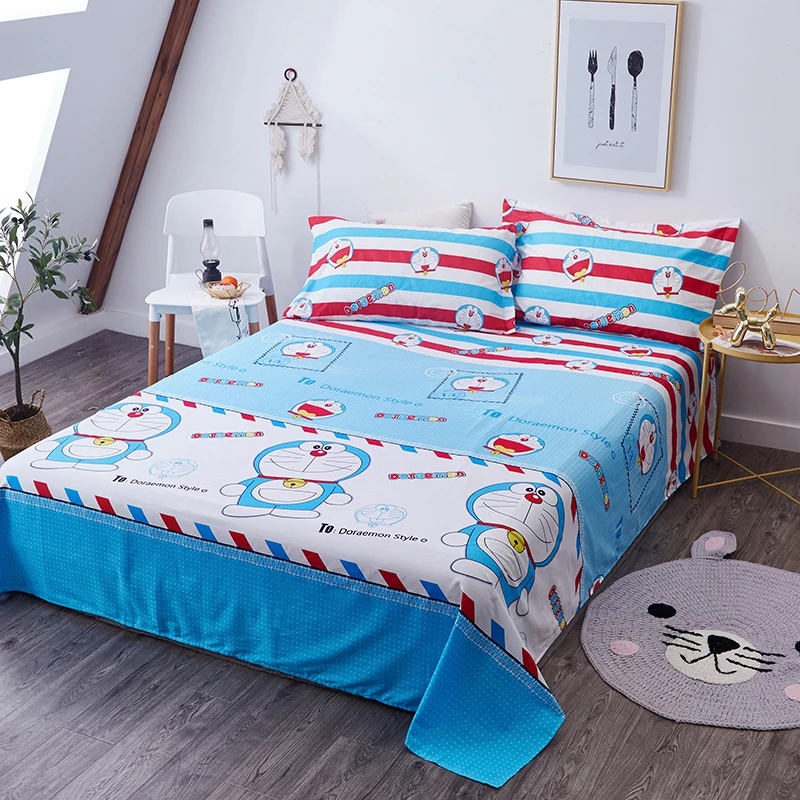 Home Textile Doraemon Printed Bed Sheet Cartoon 1pc Pure Cotton Flat Sheet 130x230cm/160x230/200x230cm/230x250cm/250x270cm Size Home Textile Doraemon Printed Bed Sheet Cartoon 1pc Pure Cotton Flat Sheet 130x230cm/160x230/200x230cm/230x250cm/250x270cm Size