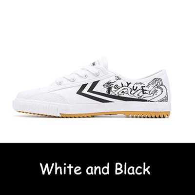Chinese Kungfu Classic feiyue Shoes taekwondo Martial arts Taichi Taekwondo Wushu Kungfu Soft comfortable men women Canvas shoes - Color: White and Black44