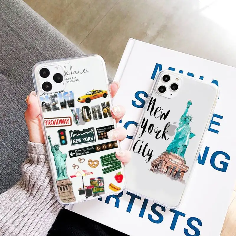 Custodia Per Telefono Nyc New York Street Trasparente Per Iphone 7 8 11 12 13 Mini Pro X Xs Xr Max Plus