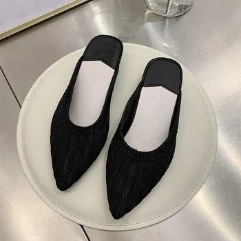 

Woman Slippers Women Mules Women's Fashion Pointed Toe Wedges Slides Female Fashion Shoes Ladies Elegant Solid Footwear 2020