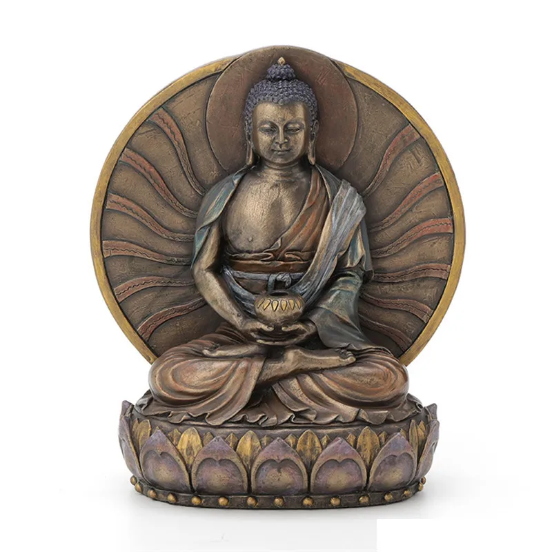 Китайский стиль креативная статуя Будды Amitabha Художественная Скульптура изделия из смолы украшения для дома подарок на день рождения R3214 - Цвет: Многоцветный