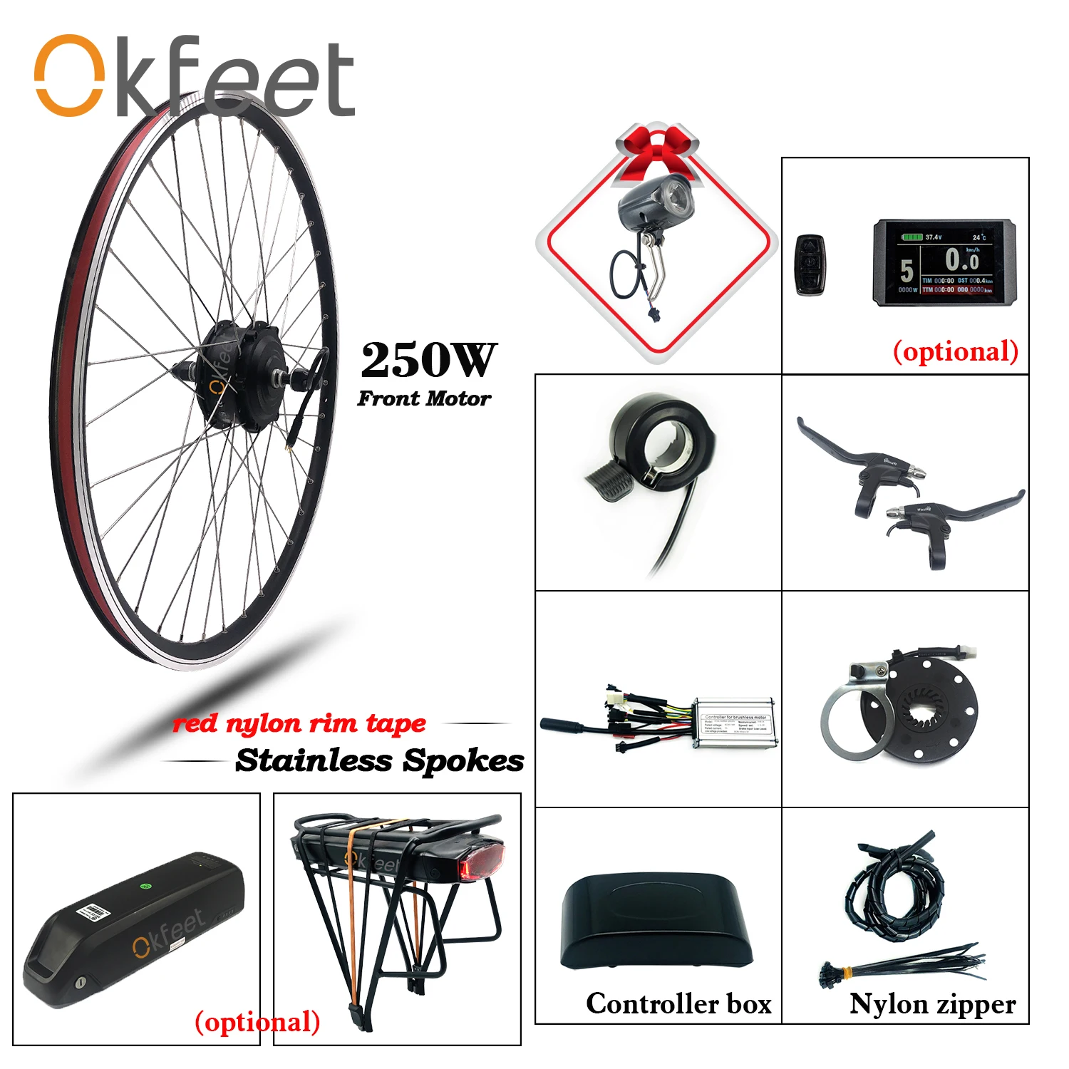 36V 250W eBike конверсионный Комплект Переднее моторное колесо ступицы 26 28 Inch легкий Электрический велосипед Ebike конверсионный комплект с функци... 36V 250W eBike конверсионный Комплект Переднее моторное колесо ступицы 26 28 Inch легкий Электрический велосипед Ebike конверсионный комплект с функци...