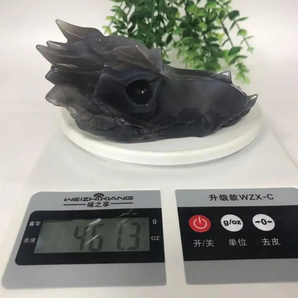 High Quality Natural Agate Geode Dragon Head Shape Stone Hand Carved For Gift& Home Decor ZJJ