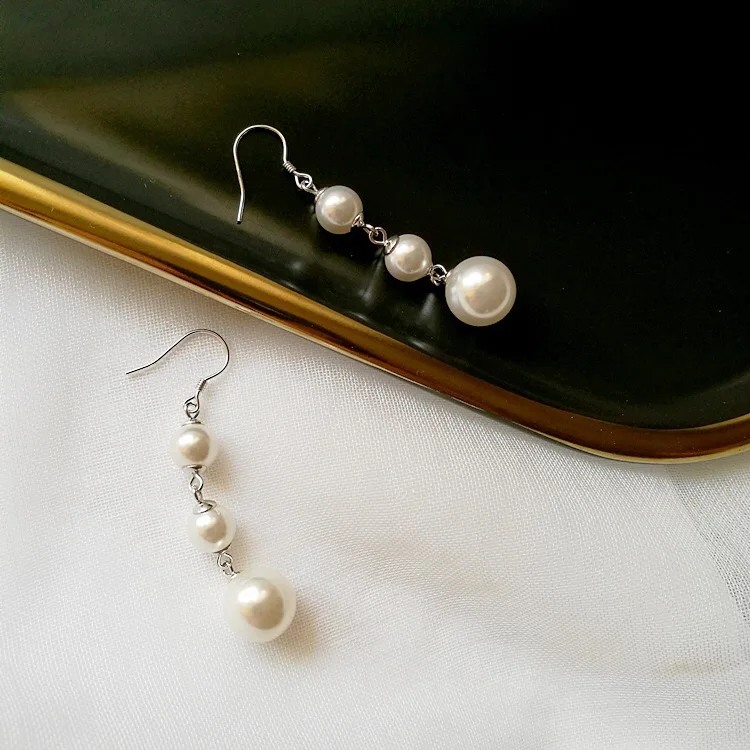 1 pair style 2 Серьги из стерлингового серебра 925 пробы премиум класса, модные длинные серьги с кисточками и жемчугом, серьги-капли для поднятия лица, трендовые серьги для девушек, Серебряные Серьги с драгоценными камнями - Окраска металла: 1 pair style 2