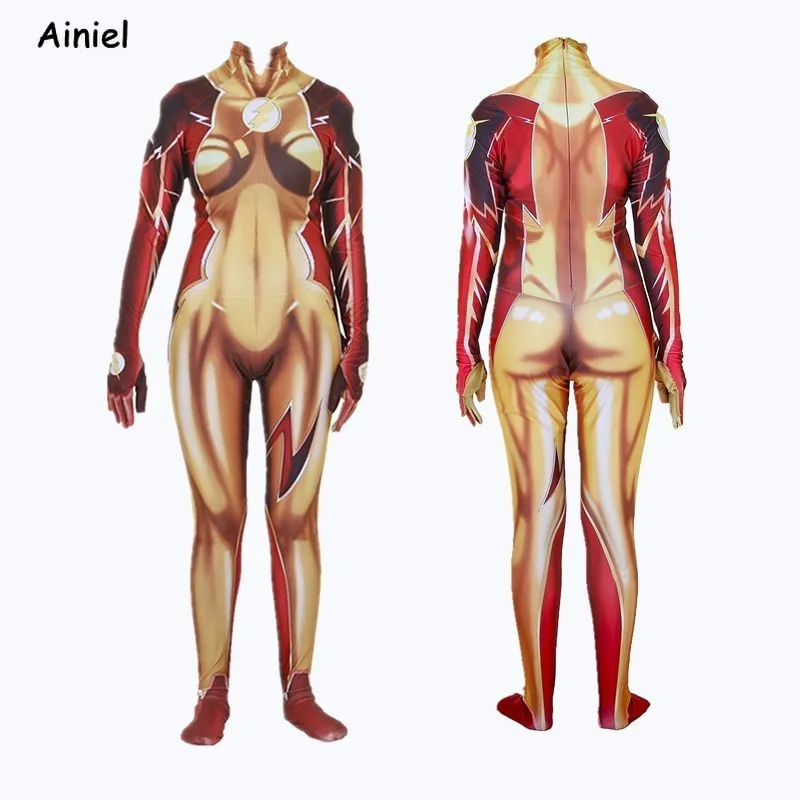 The Flash Cosplay Costume Zentai Lady Superhero Jumpsuits Halloween Women Kids Girls Female Version |