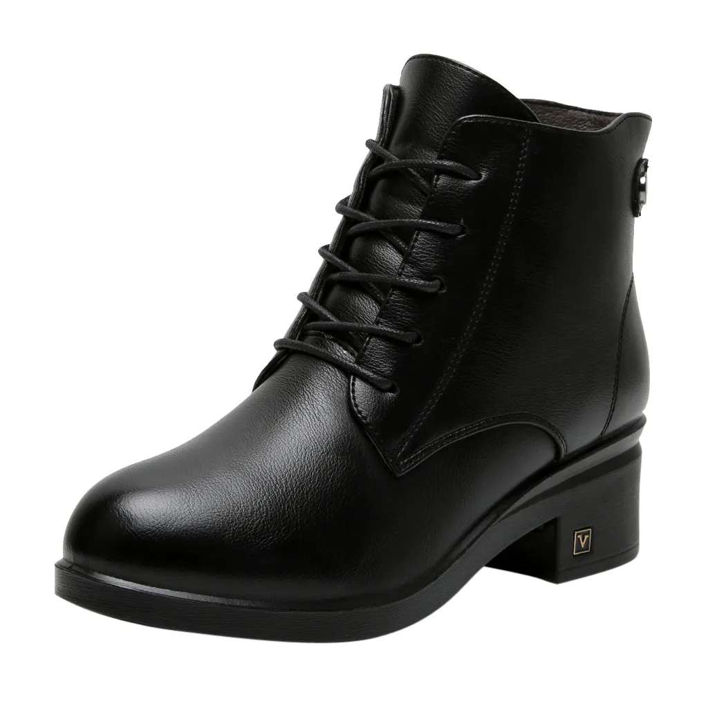 Г., ботинки Осень-зима модные женские ботильоны на шнуровке на высоком каблуке Женская обувь на платформе женские кожаные однотонные ботинки,#1017