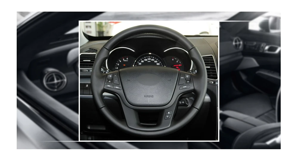 Черный PU искусственная кожа Чехлы рулевого колеса автомобиля для Kia Sorento 2009- K7 Cadenza 2011