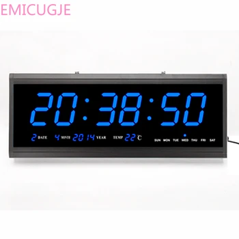 

Date/week Display Home Hanging Clock with ThermometerLarge Screen Display Electric LED Clock Digital LED Wall Clock With