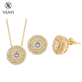 

Kfvanfi revolving rotating necklace zirconia gold color chain necklace earrings jewelry sets birthday gift for girlfriend