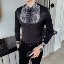 Ретро рубашка, одежда, рубашка Для мужчин на пуговицах Для мужчин с цветочным рисунком, рубашка в джентльменском стиле свинец печати Формальные Рубашки для Для мужчин Ropa De Hombre