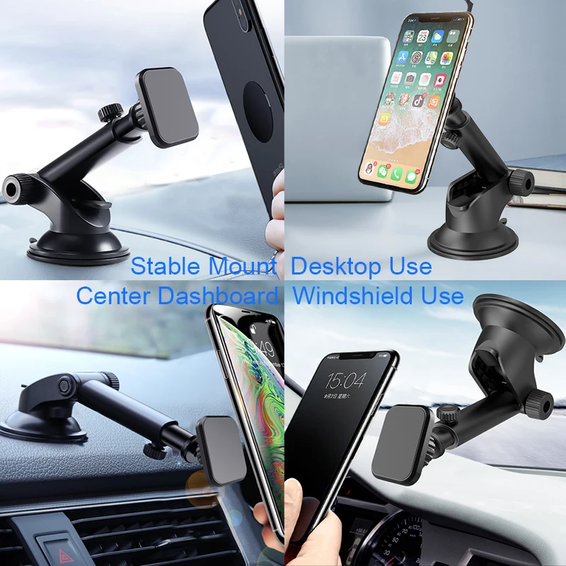 Magnetic Car Phone Mount Universal Dashboard Phone Holder Windshield Long Arm Strong Suction Car Mount Fit for Huawei/iPhone 11