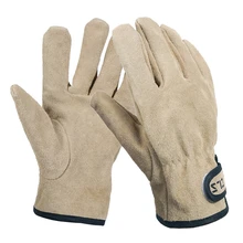Gants de barbecue en cuir deux couches, résistants au feu et à la chaleur, antidérapants, résistants à l'usure