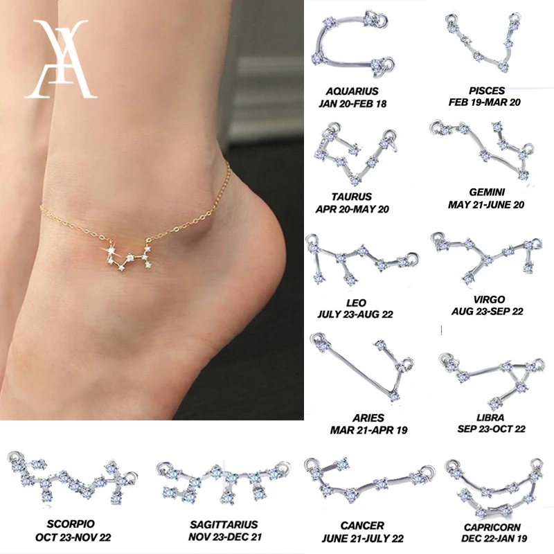 Personalized Gold Color Chain Crystal Zodiac Sign Anklet for Women Constellation Ankle Bracelet Leg Foot Jewelry Friendship Gift Personalized Gold Color Chain Crystal Zodiac Sign Anklet for Women Constellation Ankle Bracelet Leg Foot Jewelry Friendship Gift