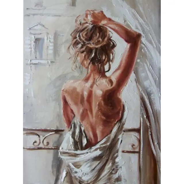 GATYZTORY DIY Painting By Numbers Girl in White Figure Picture HandPainted Oil Painting Acrylic Painting Unique Gift Home Decora 9912779