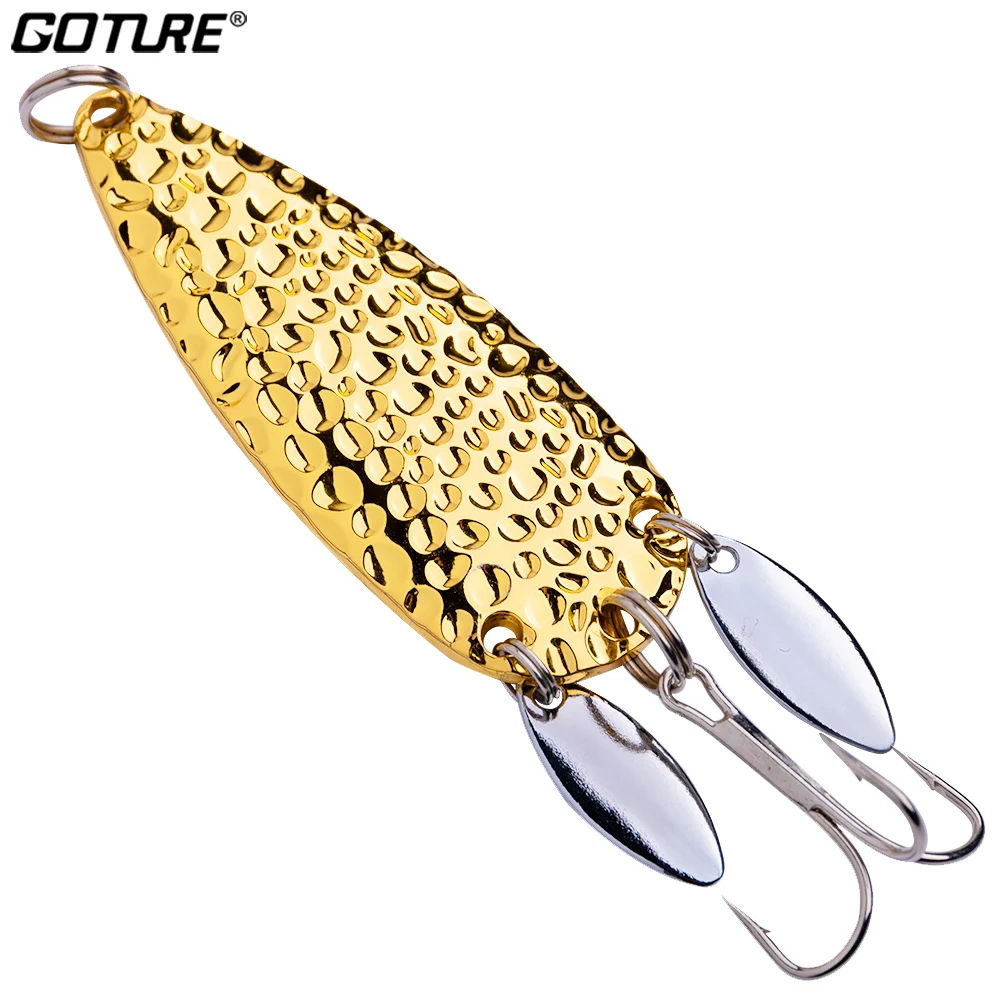 Goture 1PC Fishing Lure Metal Spoon Spinnerbait Double Rotating Hard Artificial Baits