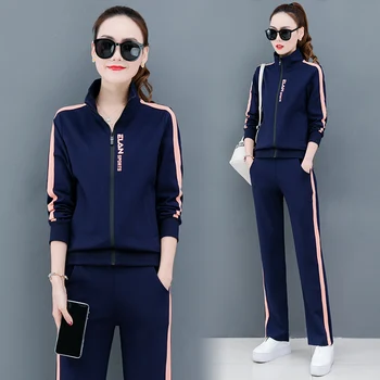 

Autumn New Style 2 Piece Set Women Zipper Jacket Fashion Large Size Loose Pocket Two Peice Set for Women Clothes Red Blue Black