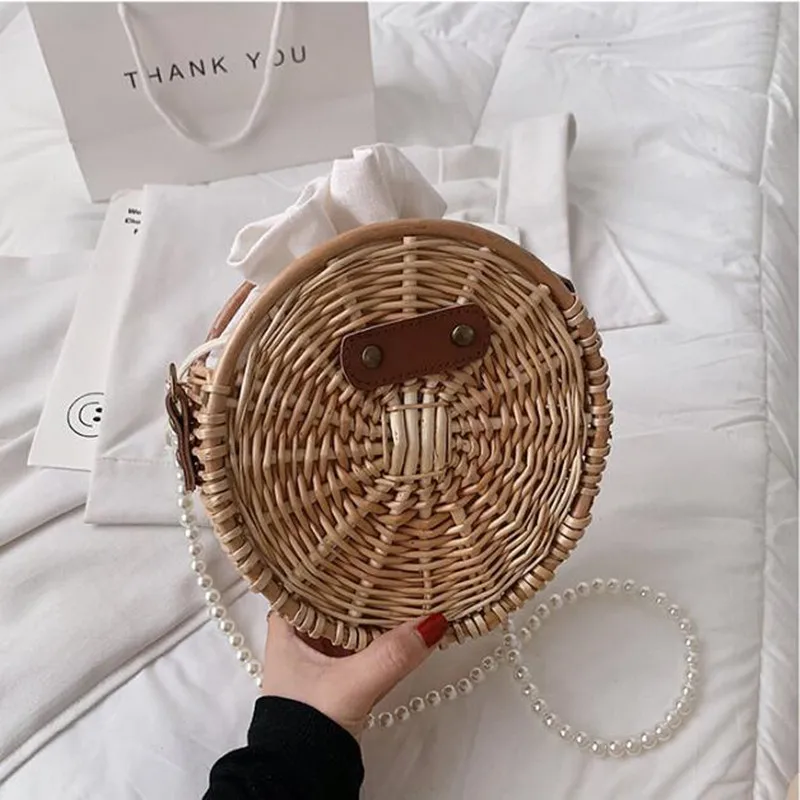 2022 New Women Summer Straw Brand Luxury Beach Designer Handbag Bamboo Rattan Bag Small Crossbody Shoulder Bags with Bolsas