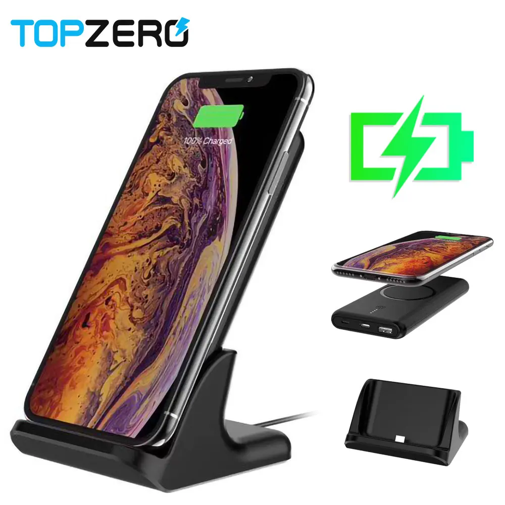 

Power Bank 10000mAh Qi Wireless Qucik Charging Powerbank For iPhone 8 7 xs 6 External Battery With Charger Base Stand TypeC USB