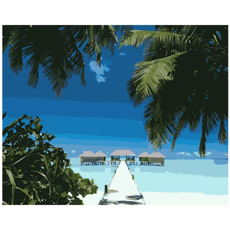 

Painting By Number DIY Dropshipping big size Wonderful sea and sky line Scenery Canvas Room Decoration Art picture Child Gift
