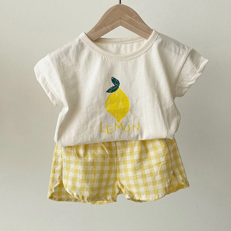 Baby Boy Girl Children's Suit Summer Children Kids Boys Girls Fruits T-Shirt + Shorts 2 Suit Kids Baby Boy Girl Sets Clothes