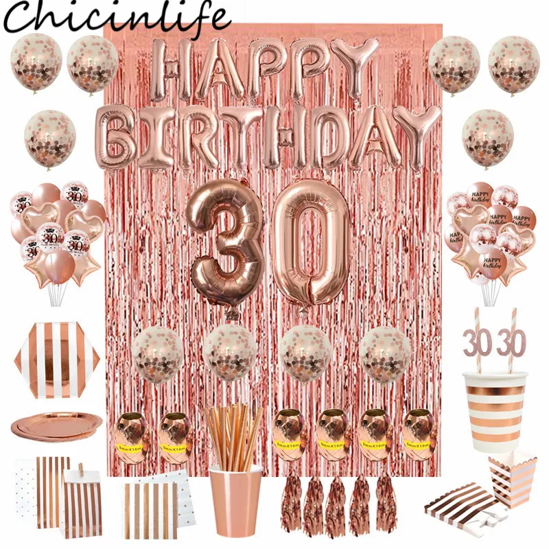 Chicinlife Rosegold украшение для дня рождения воздушные шары с цифрами соломенные