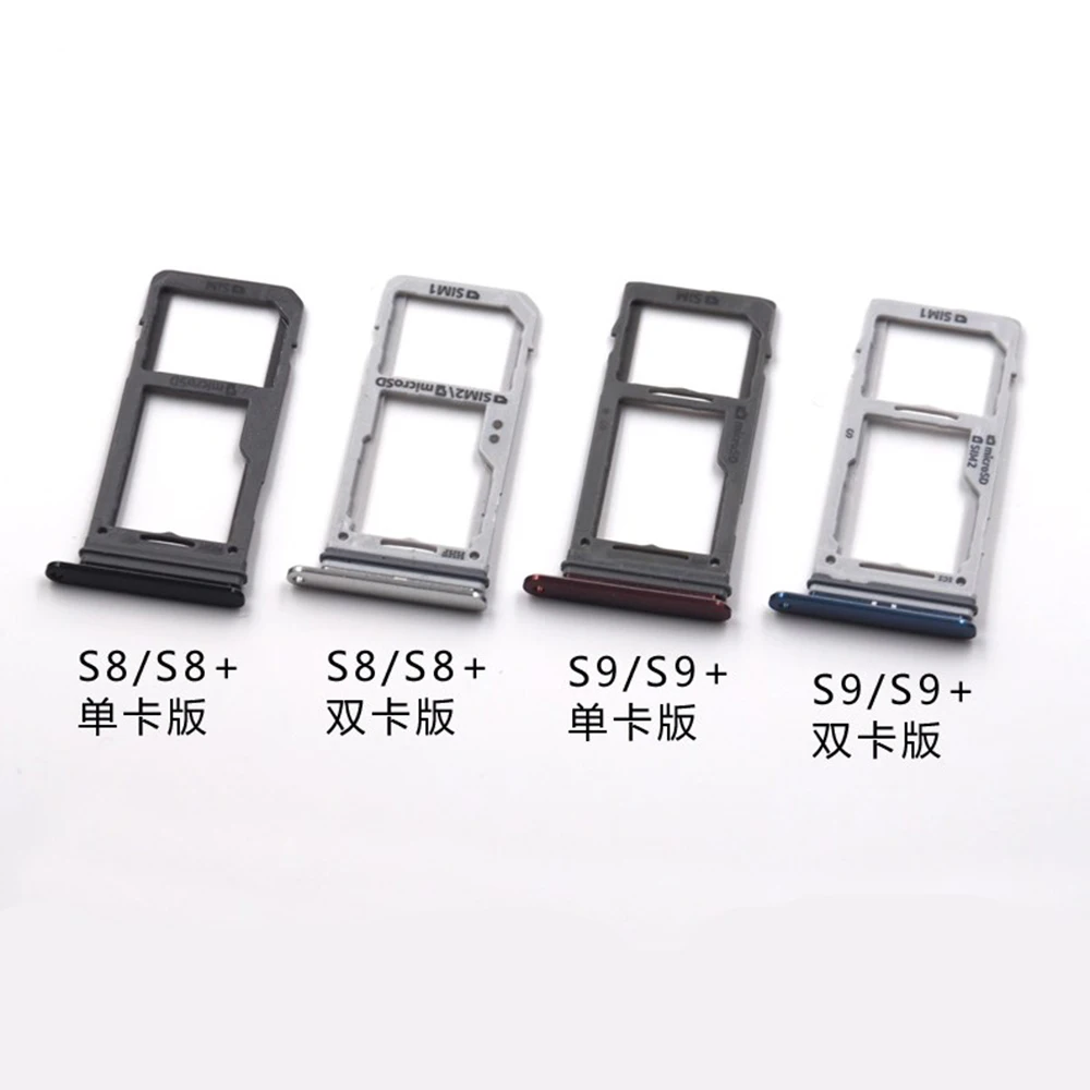 Sim Card + Micro SD Holder Slot Tray for Samsung Galaxy S9 / S9 Plus for lg v40 g8 thinq micro sim card holder slot tray replacement adapters black blue red grey
