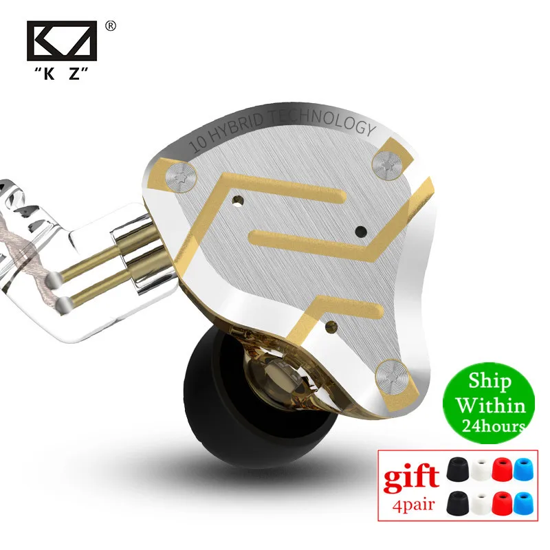 KZ ZS10 Pro металлическая гарнитура 4BA + 1DD гибридные блоки HIFI бас наушники в ухо