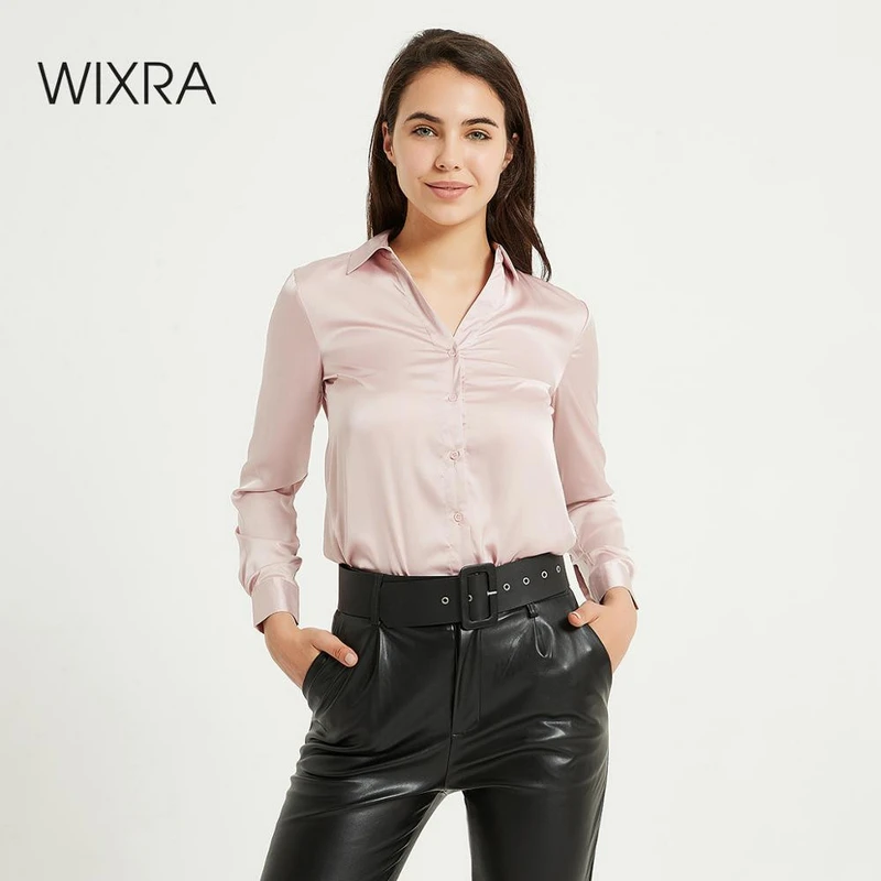 Женские Однотонные блузки Wixra классические топы с отложным воротником